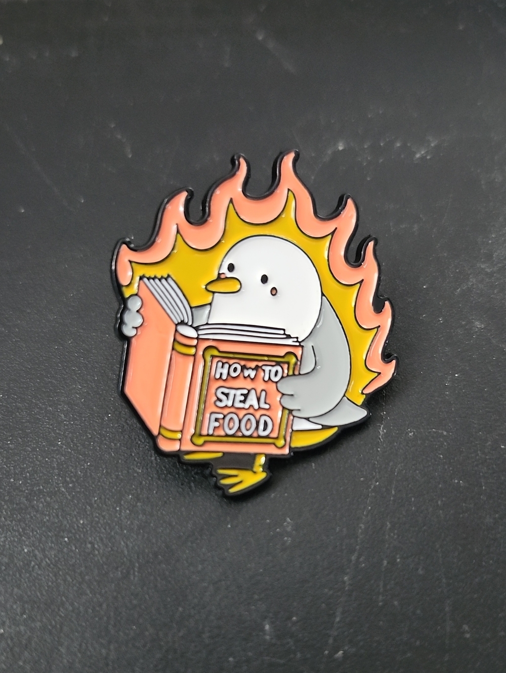 Funny Seagull Enamel Pin - Pink, Yellow & Gray
